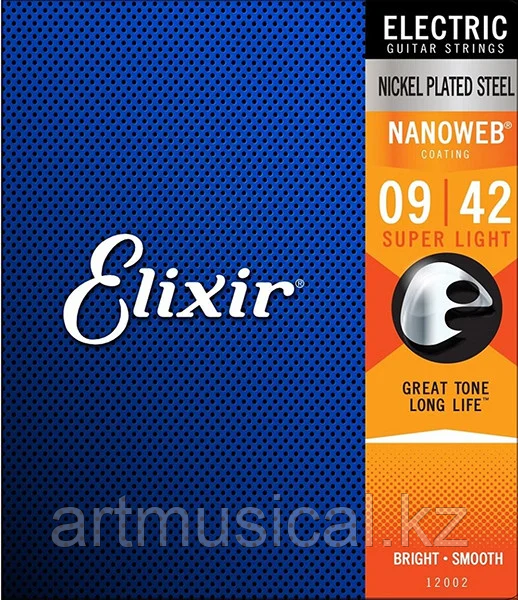 Струны для Электрогитары Elixir 12002 Super Light 9-42 NANOWEB