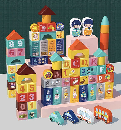 Деревянный конструктор - 100 деталей, Digital Letters Building Blocks, фото 2