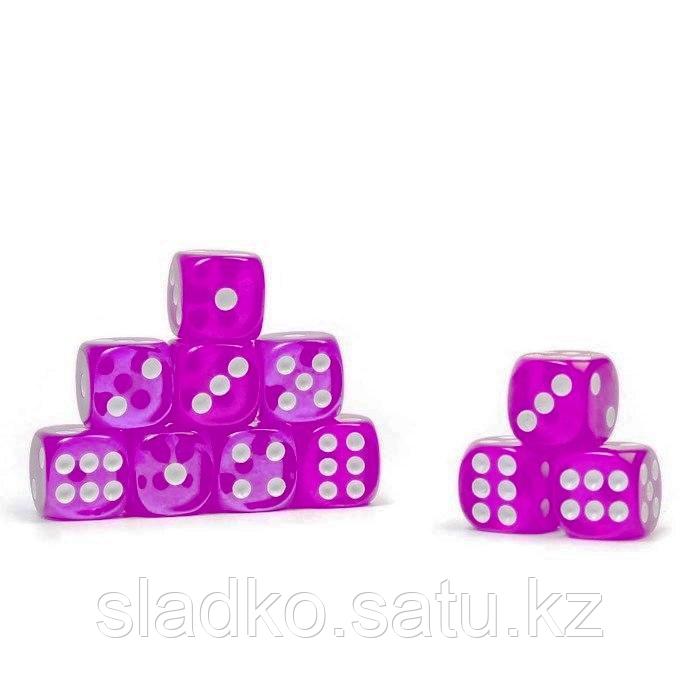 Кости игральные Зарики Кубики фиолетовые прозрачные 1,4х1,4 см - фото 1 - id-p106557237