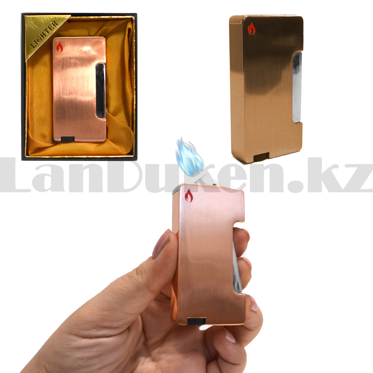 Подарочная зажигалка газовая сувенирная Lighter бронзовый цвет - фото 3 - id-p106557448