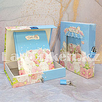 Блокнот в коробке с замком с кроликами A6 голубой