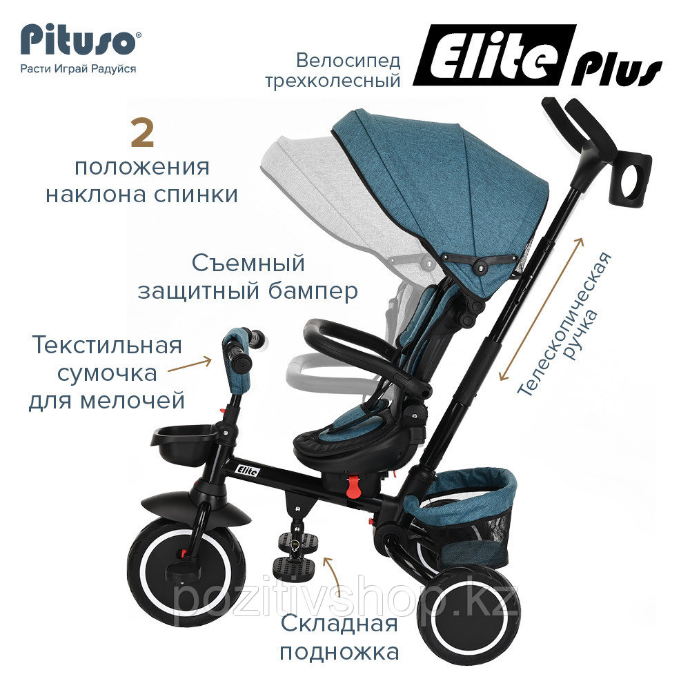 Велосипед трехколесный Pituso Elite Plus Сине-зеленый - фото 8 - id-p106571609