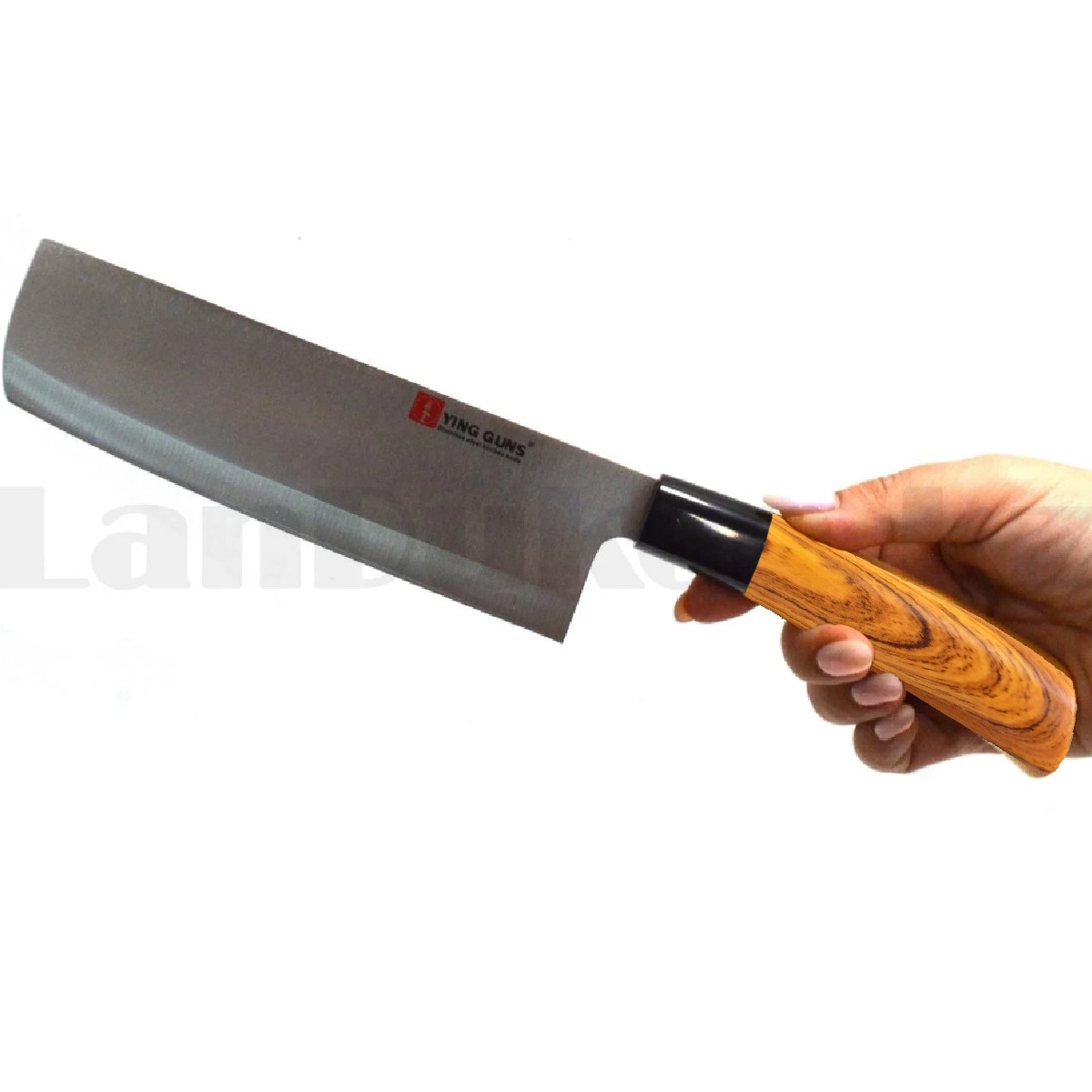 Нож накири из нержавеющей стали с пластиковой рукояткой под дерево Ying guns 31 см - фото 4 - id-p106543064