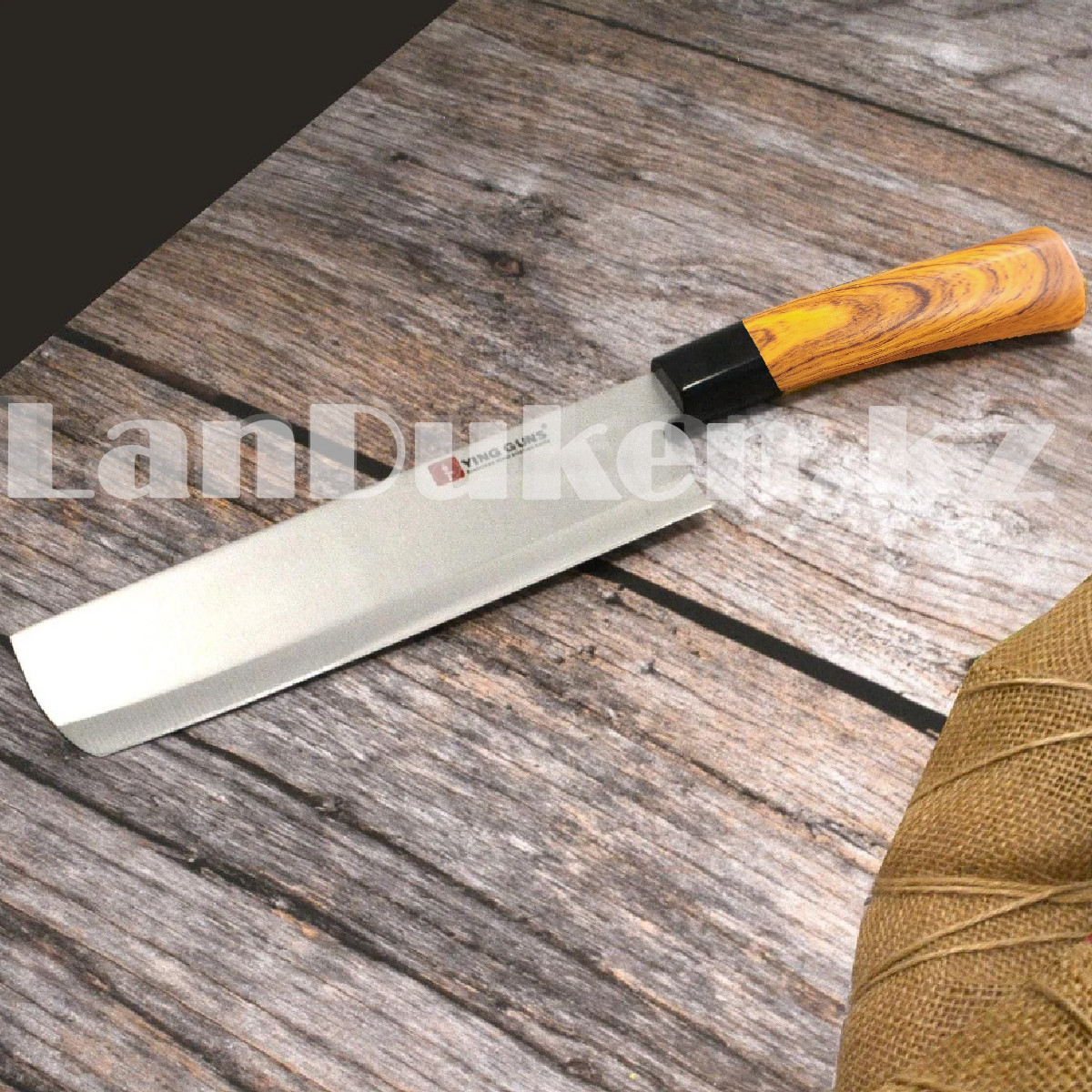 Нож накири из нержавеющей стали с пластиковой рукояткой под дерево Ying guns 31 см - фото 1 - id-p106543064