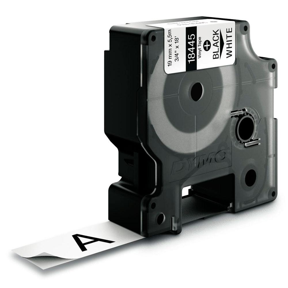 Картридж для Dymo Rhino (S0718620)/18445 с виниловой лентой (19мм х 5.5м, черный на белом)