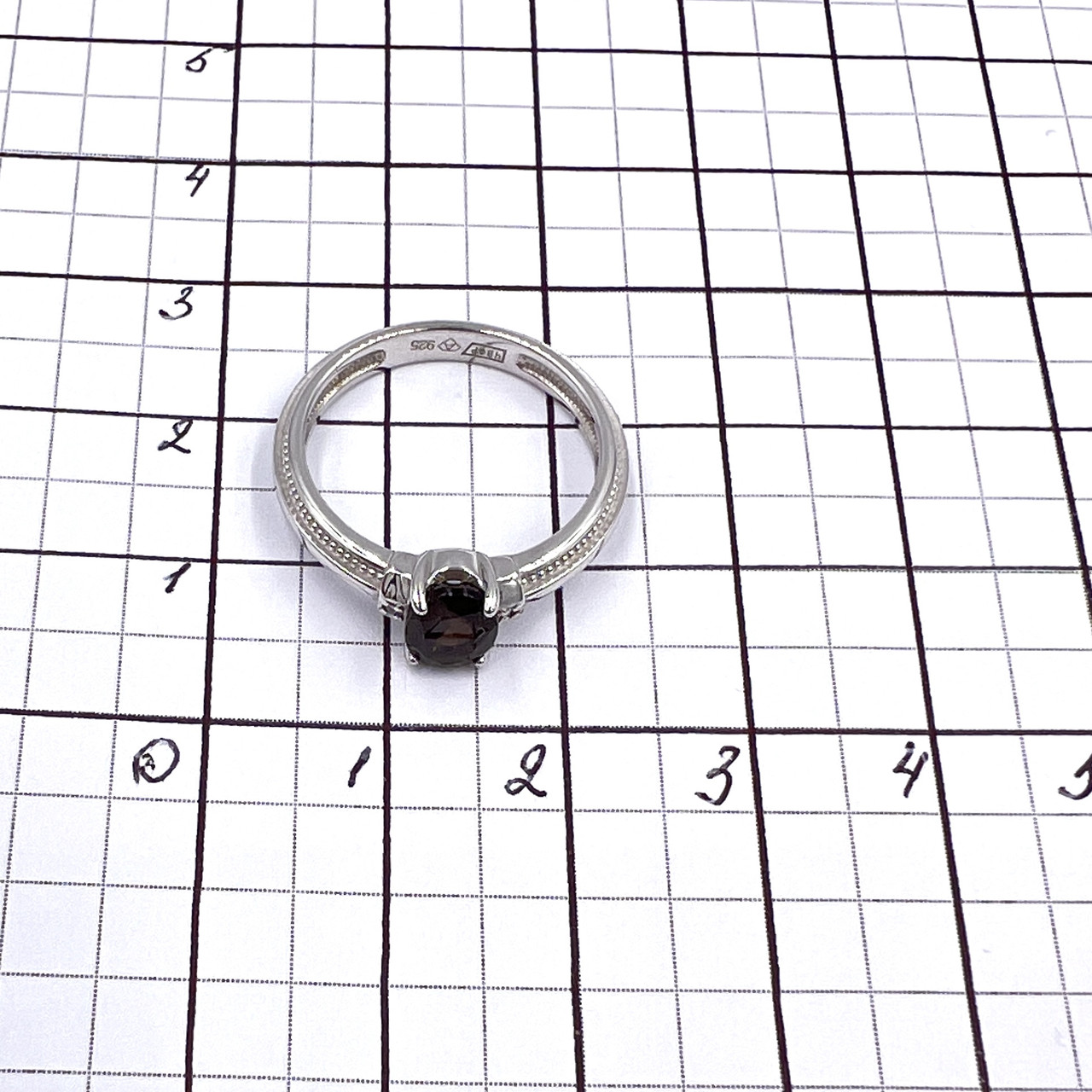 Кольцо из родированного серебра с Раухтопазом и Бриллиантами, размер 17 - фото 7 - id-p106572766