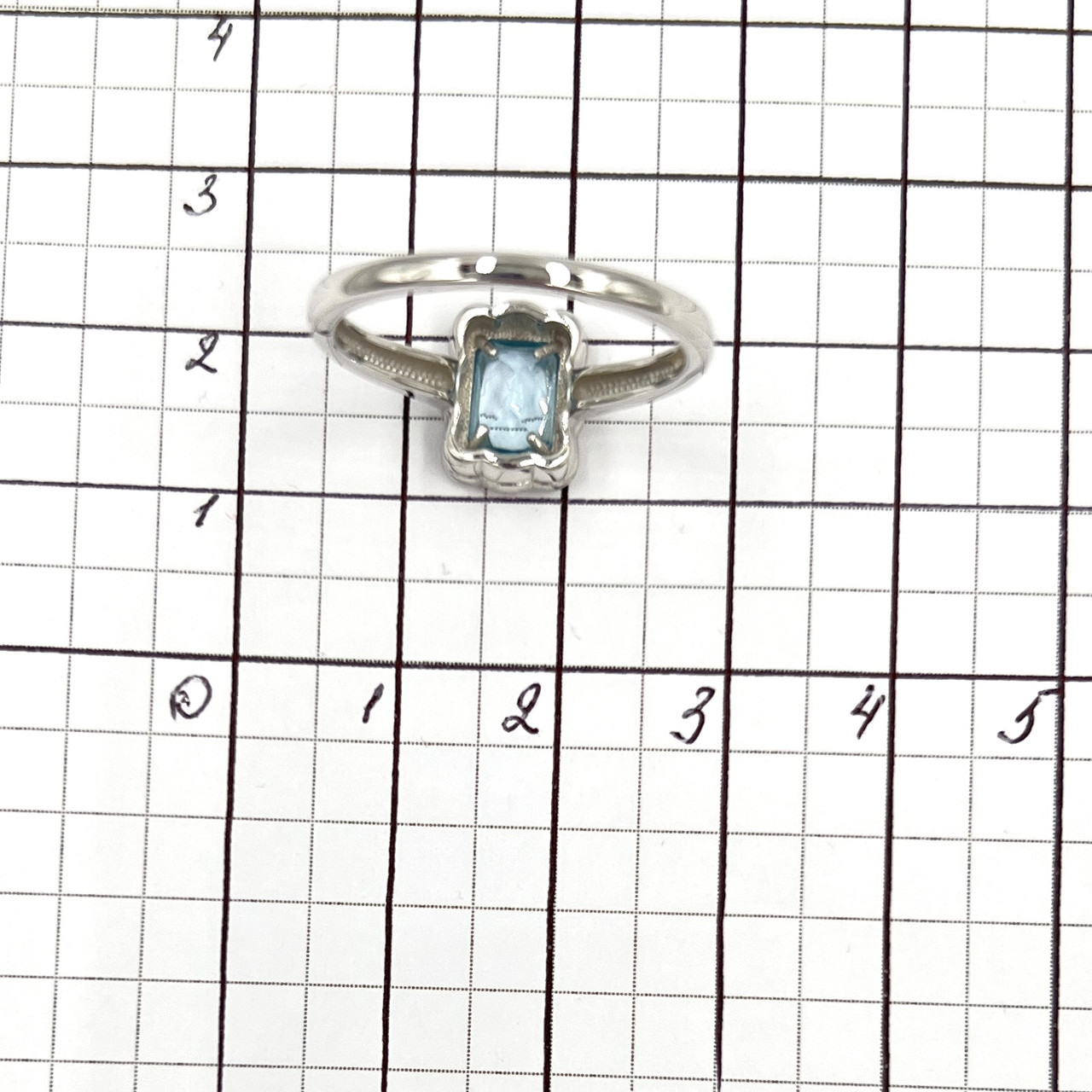 Кольцо из родированного серебра с небесным топазом. Размер 19 - фото 5 - id-p106573116