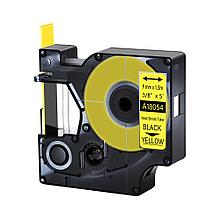 Термоусадочная трубка Dymo S0718290/18054 (9мм х 1,5м, черный на желтом)