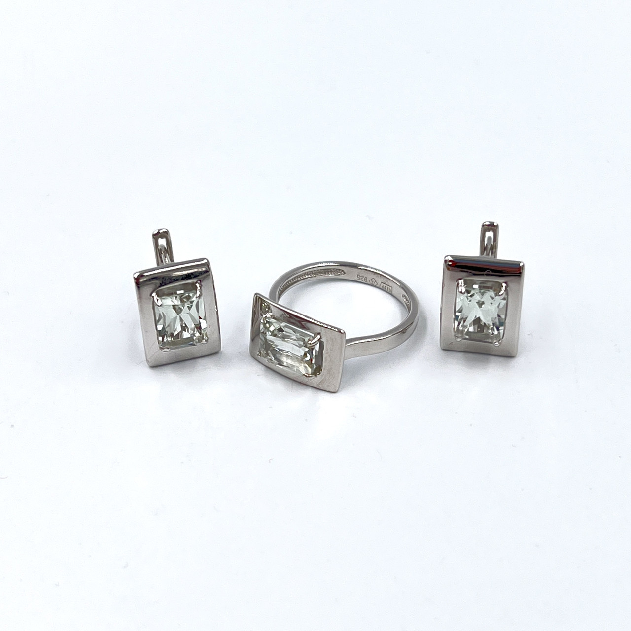 Кольцо из родированного серебра с празиолитом. Размер кольца 17,5 - фото 7 - id-p106573830