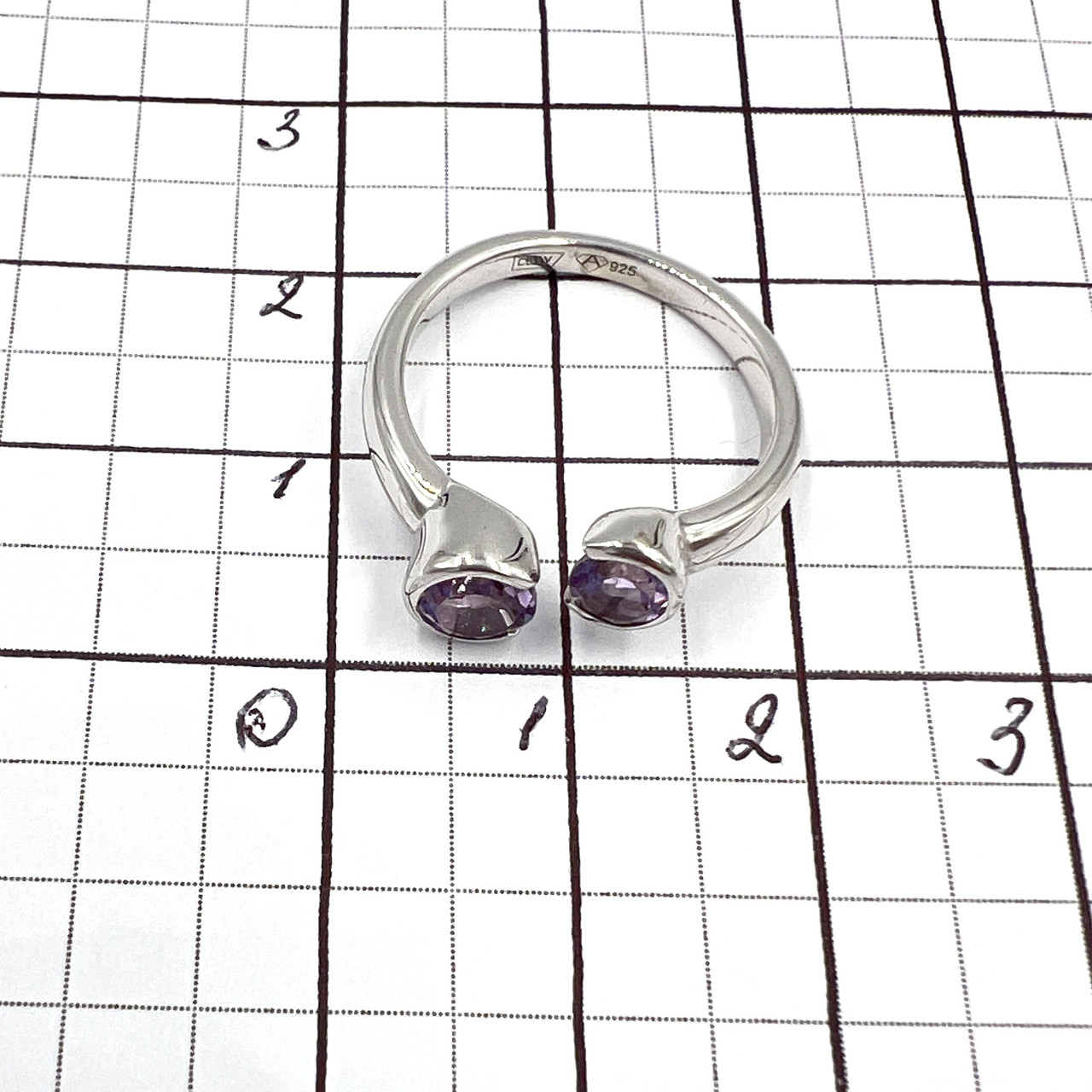 Кольцо открытое из родированного серебра с Аметистами - фото 4 - id-p106574022