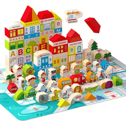 Деревянный конструктор - 120 деталей, Sunshine City Building Blocks, фото 2