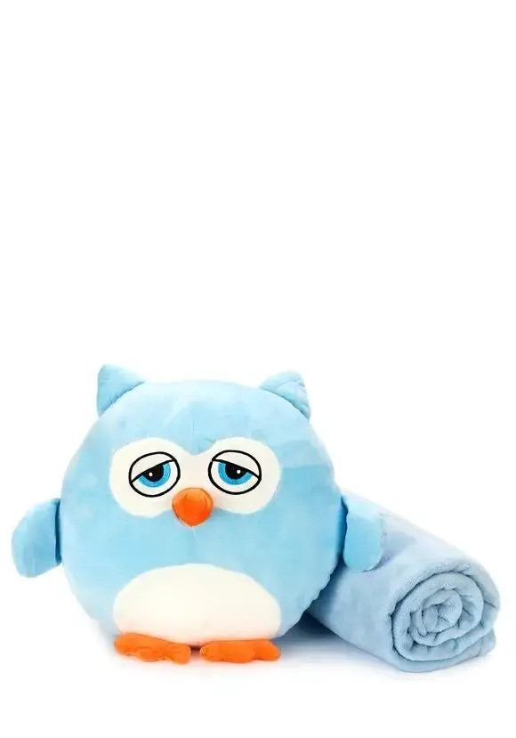 Игрушка-подушка с пледом Сова 3 в 1, голубой (4741) - фото 1 - id-p106578084