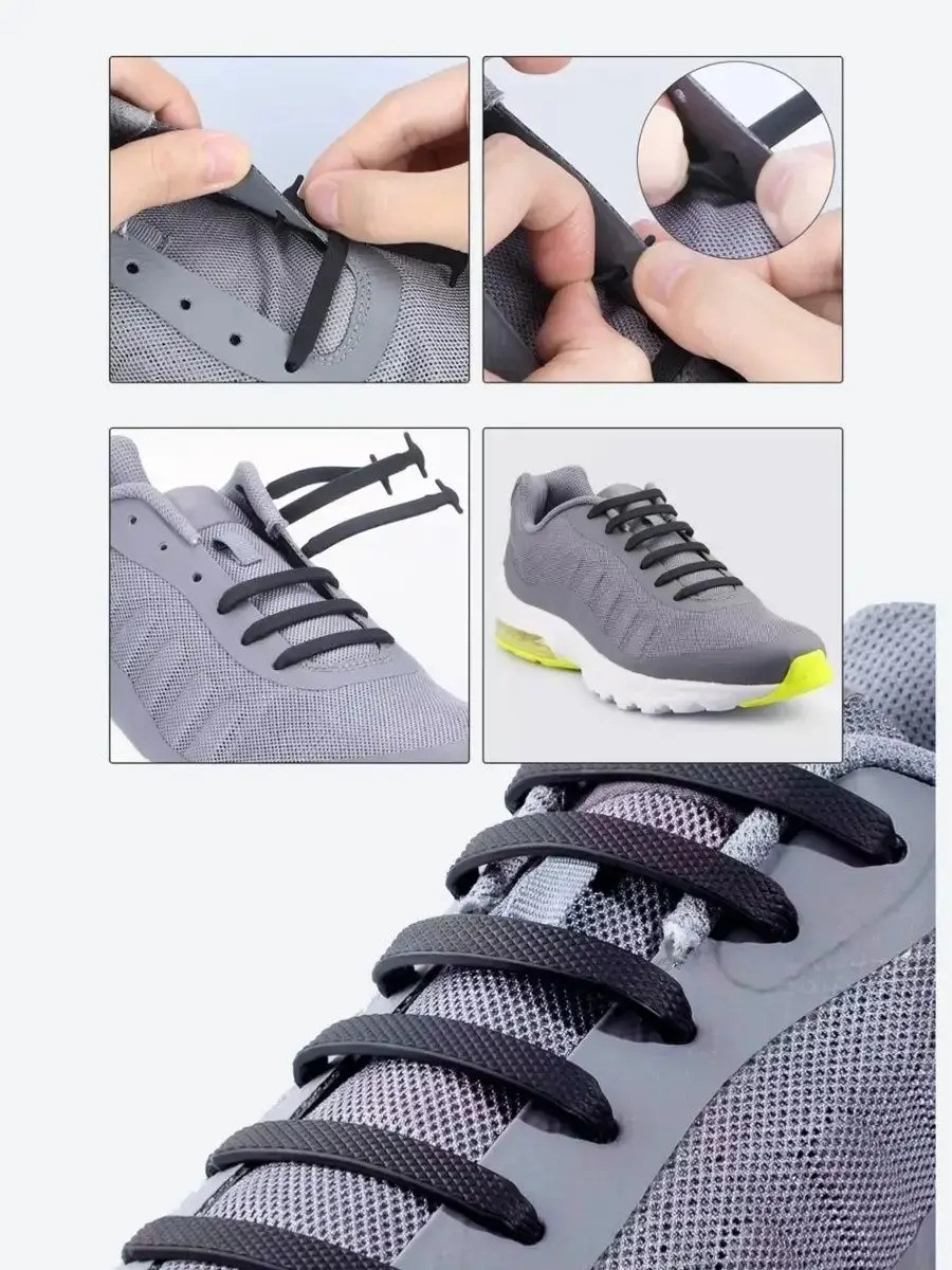 Силиконовые шнурки без завязок, черный (4757) - фото 2 - id-p106578123