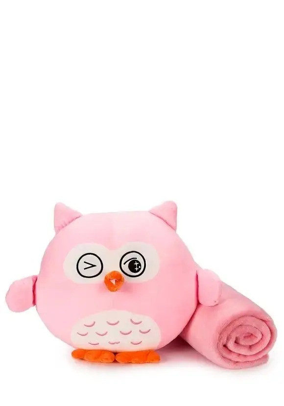 Игрушка-подушка с пледом Сова 3 в 1, розовый (4744) - фото 1 - id-p106578130