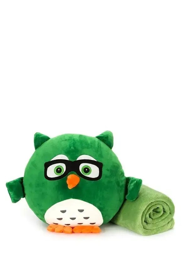 Игрушка-подушка с пледом Сова 3 в 1, зеленый (4743)