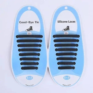 Силиконовые шнурки без завязок, черный (4757), фото 2