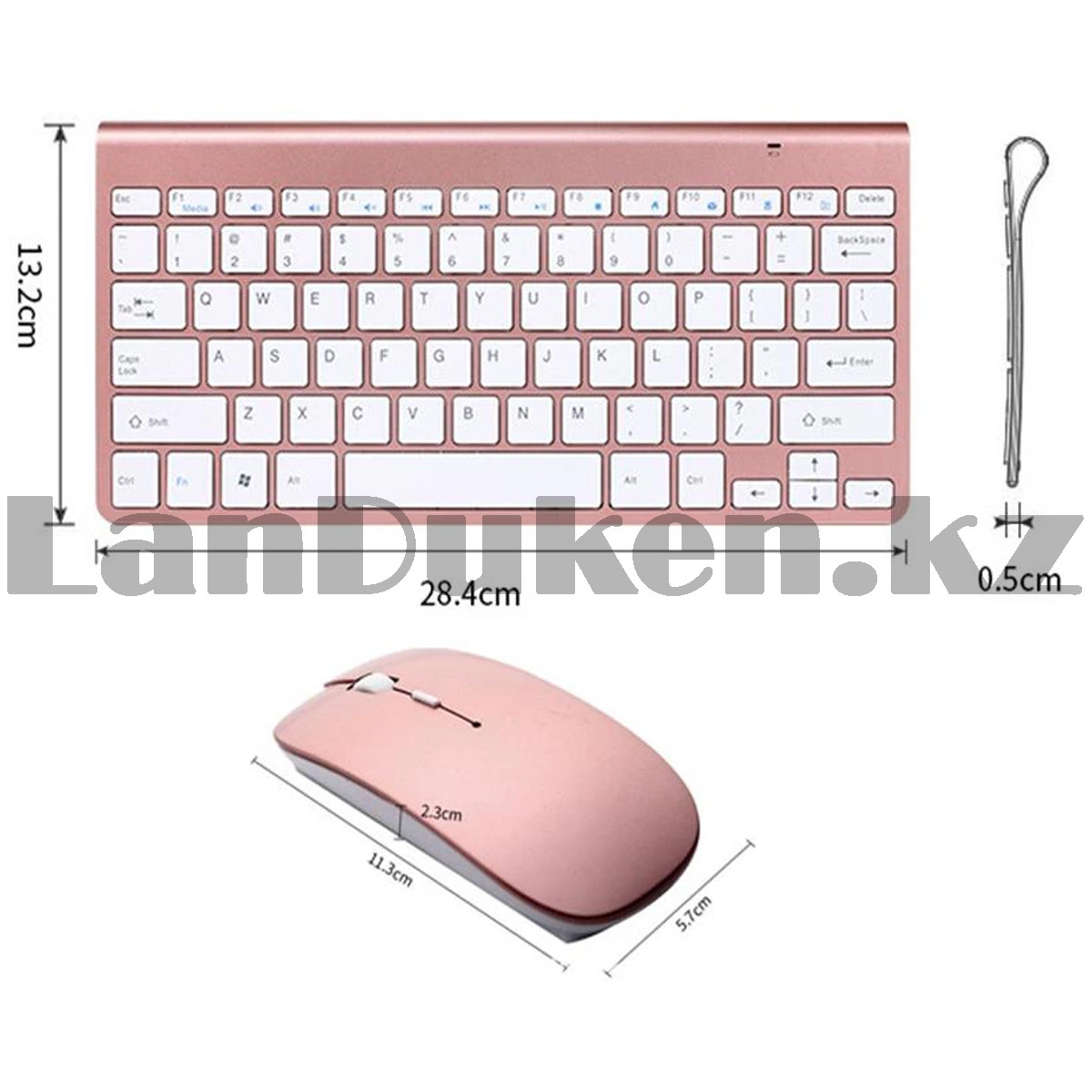 Комплект клавиатура и мышь беспроводные с USB- приемником на батарейках rose gold - фото 3 - id-p106586791