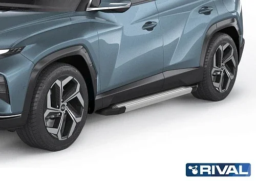 Порог-площадка "Silver" + комплект крепежа для Hyundai Tucson 2021- н.в., фото 3