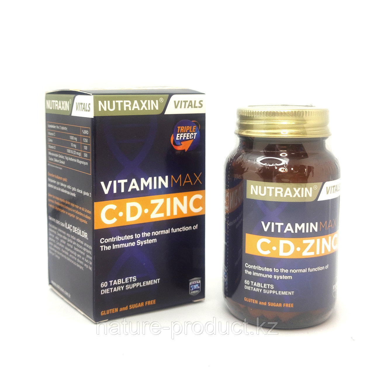 Мультивитамины Vitamin C + D + Zinc NUTRAXIN 60 таблеток
