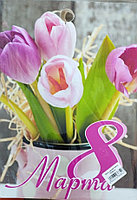 Доска разделочная деревянная «8 марта тюльпаны фиолет» 2 шт, 29×20×0,6 см