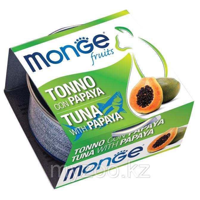 Monge Fruits cans кусочки для кошек тунец с папайей,80 гр