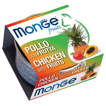 Monge Fruits cans кусочки для кошек курица с фруктами ,80 гр