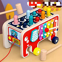 Деревянная игрушка 3 в 1: каталка, стучалка и ксилофон, фото 2