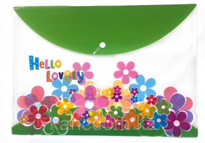 Папка пластиковая на кнопке А4 Hello lovely, HM-17