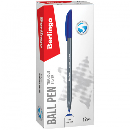 Ручка шариковая BERLINGO "Triangle Silver" 1,0 мм, синяя - фото 3 - id-p106614083
