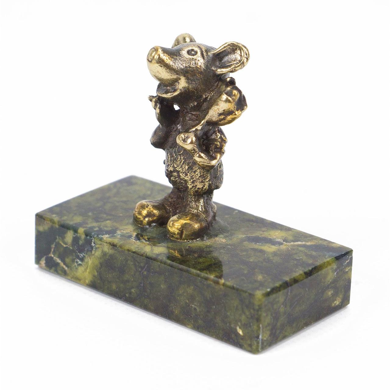 Статуэтка "Мышонок с цветком" из бронзы и змеевика 117926 - фото 1 - id-p80871329