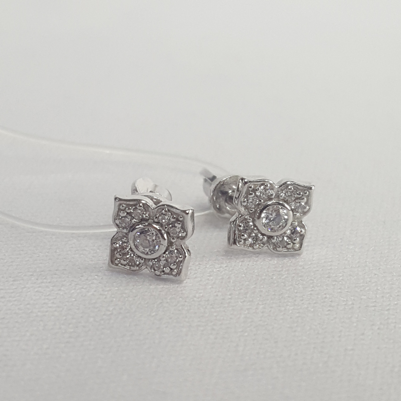 Серебряные серьги-пусеты Вознесенский 12-1191, фото 1