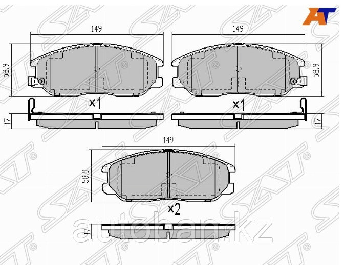 Колодки тормозные передние Hyundai Santa fe 2000-2006/Starex 2000-2006 V-2.0-3.2 - фото 1 - id-p106620711