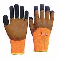 Прорезиненные плотные перчатки с черным пальцем 300#