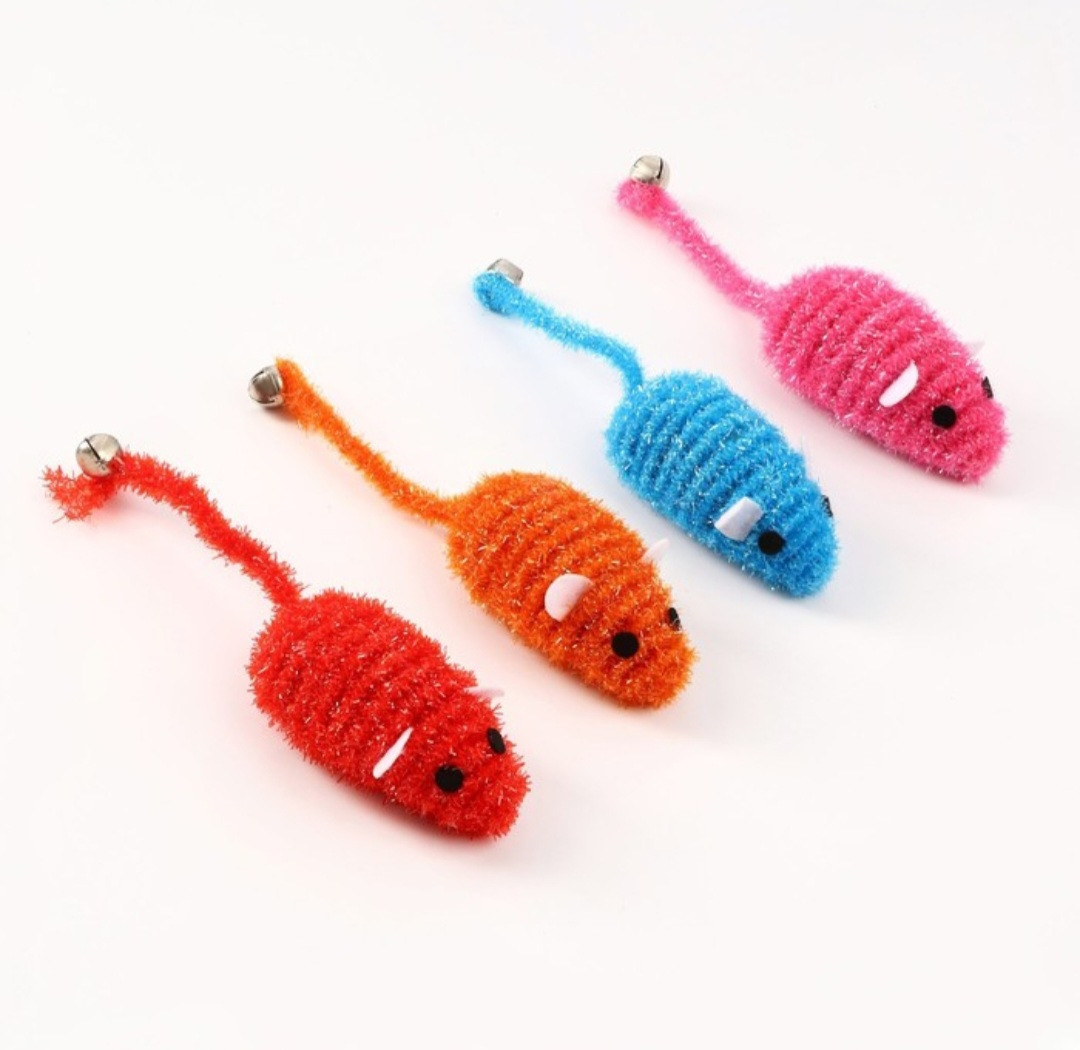 Игрушка для кошек Мышь погремушка цветная, фото 1