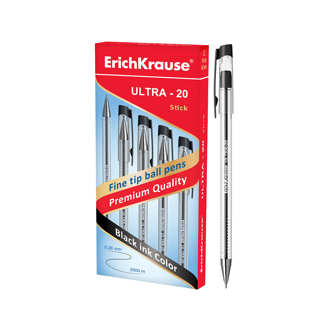 Ручка шариковая ErichKrause® ULTRA-20, цвет чернил черный - фото 1 - id-p106625682