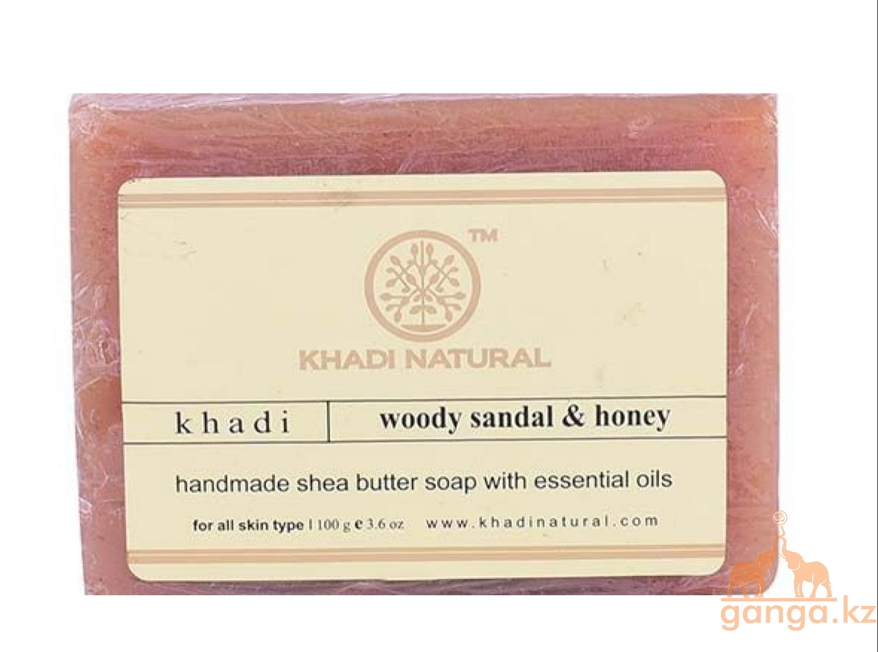 Мыло Кхади Сандаловое дерево и Мёд с маслом ши (Woody Sandal & Honey Soap KHADI), 100 гр - фото 1 - id-p106586606