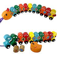 93-855 Цифровая гусеница шнуровка на колесах Digital Caterpillar (дерево) 38*8см, фото 3