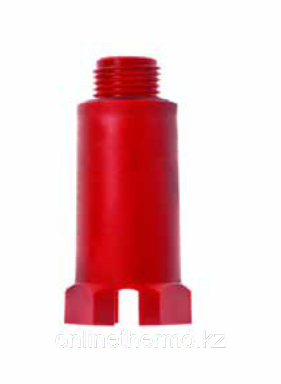 Заглушка удлиненная с НР 1/2", с уплотнителем, красная Fusitek