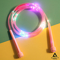 Скакалка светодиодная 3 реж., 2.6м, LED, розовая