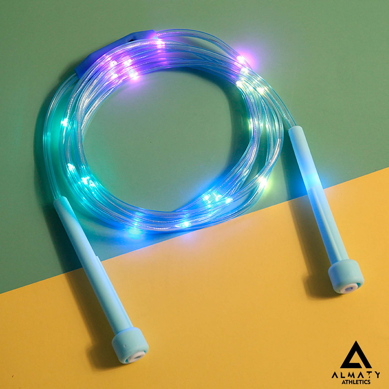 Скакалка светодиодная 3 реж., 2.6м, LED, голубая - фото 1 - id-p106637218