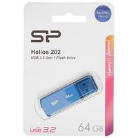 Флешка USB Silicon Power, Helios 202, 64GB, Синий ,flash SP064GBUF3202V1B, USB 3.2, blue
