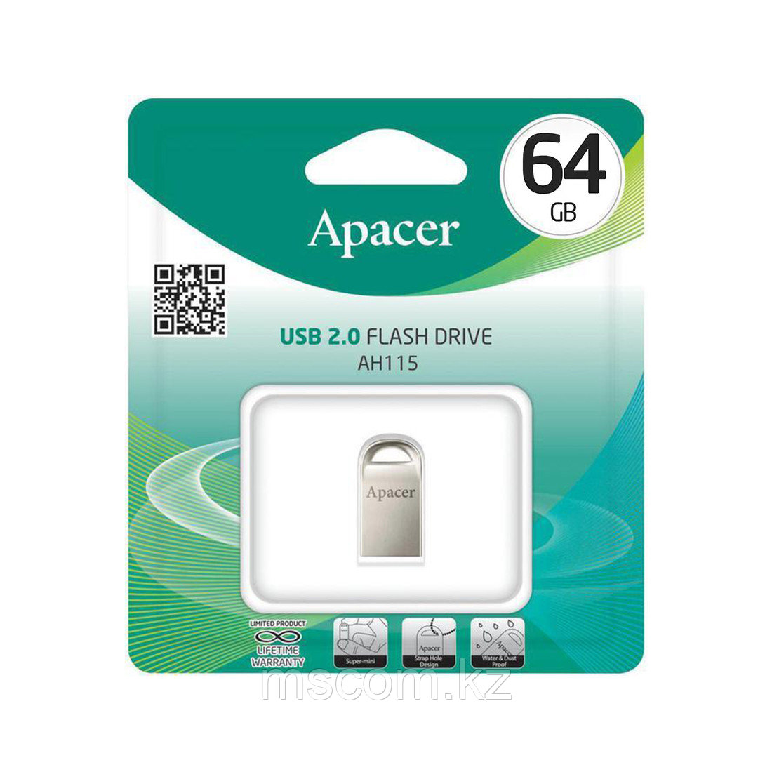 USB-накопитель Apacer AH115 64GB Серый - фото 2 - id-p106677669