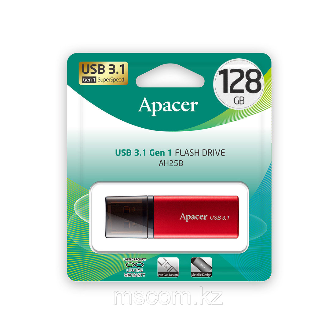 USB-накопитель Apacer AH25B 128GB Красный - фото 3 - id-p106677670