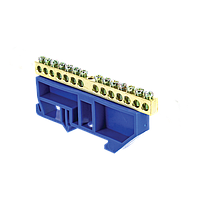 Шина 0 N (6x9мм) 14 отверстий латунь синий изолятор на DIN-рейку EKF PROxima