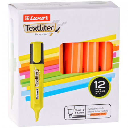 Текстовыделитель Luxor "Textliter" 1-4,5 мм, оранжевый - фото 5 - id-p106687872