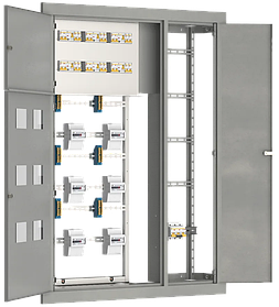 Щит этажный ЩЭ-3418 4 квартиры 50А IP31 ввод 4х1РхВН-32х63А отх.4х1РхВА47-29х50А IEK