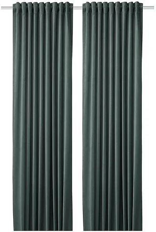Шторы затемняющие САНЕЛА серо-зеленый 280x300 см ИКЕА, IKEA, фото 2