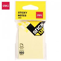 Клейкие листки DELI "Stick Up", 76 х51 мм, желтые, 100 листов