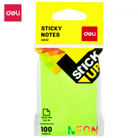 Клейкие листки DELI "Stick Up", 76 х51 мм, ассорти неоновые, 100 листов - фото 2 - id-p106694480