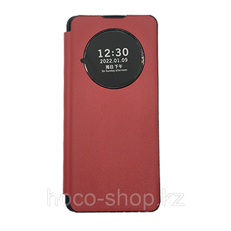 Чехол-книжка Samsung А73 с круглым окошком, Красный, фото 1